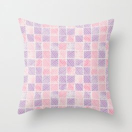 Lilac Bubble Gum Pink Distress Block Throw Pillow