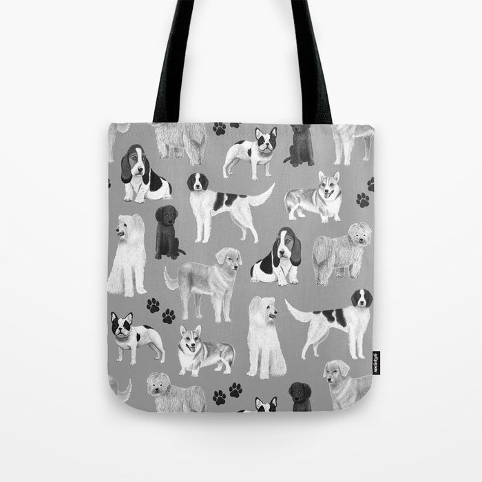Dogs Pattern (Monochrome) Tote Bag