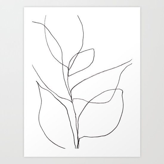 Minimalist Line Art Plant Drawing Art Print By Mininst Society6,Artistic Drawing Ideas For Girl