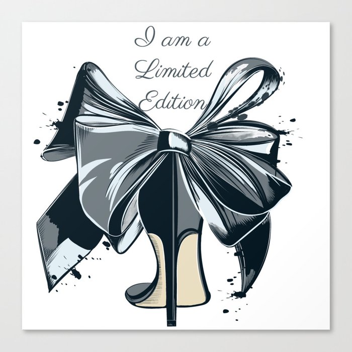 Fashion illustration with high heel shoe and bow. I am limited edition Canvas Print