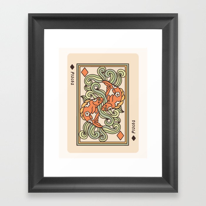 Pisces Playing Card Framed Art Print