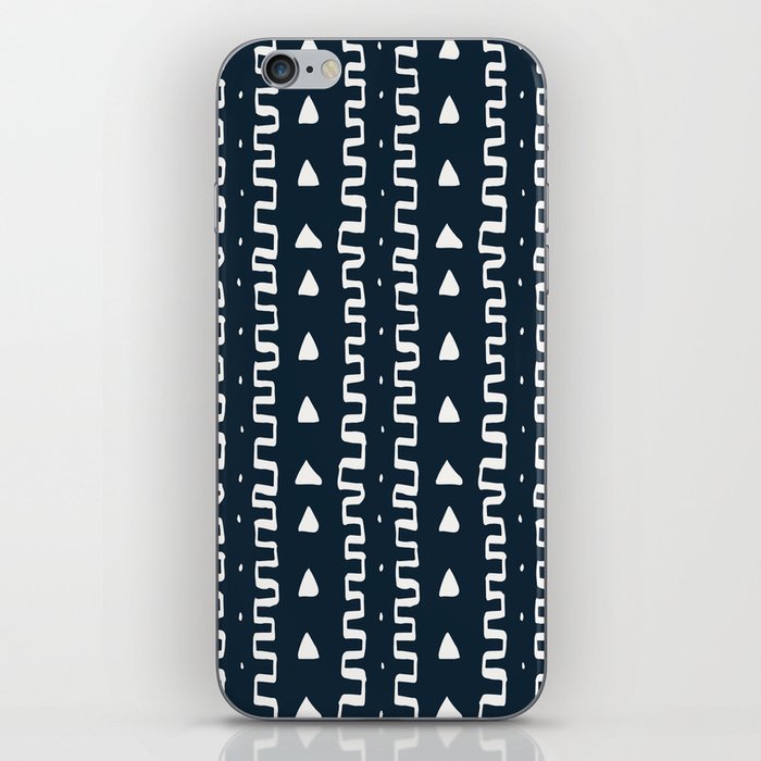 Merit Mud Cloth Navy Blue and White Triangle Pattern iPhone Skin