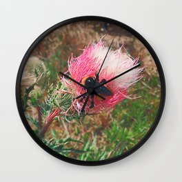 Pink Prickle Fluff Wall Clock