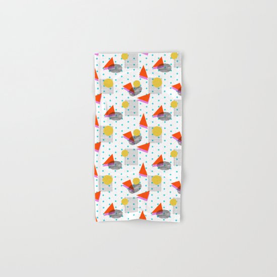 Bounce - abstract minimal retro throwback 1980s grid circle shapes memphis design pattern print art Hand & Bath Towel