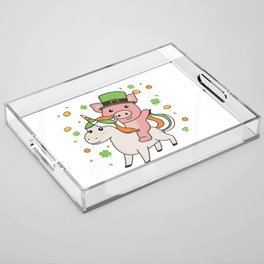 Pig With Unicorn St. Patrick's Day Ireland Acrylic Tray