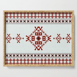Red White Linen Tribal Serving Tray