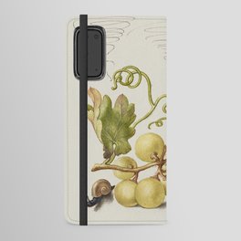 Vintage ornamental calligraphic art with grapes and flowers Android Wallet Case
