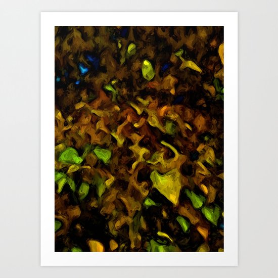 Gold Leaves with some Green and Brown Art Print