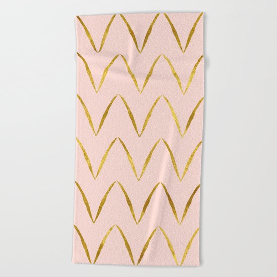 Pink Gold Foil 05 Beach Towel