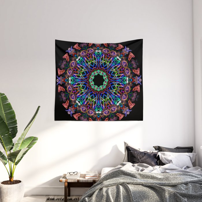 LED Hoop Mandala w Fire Wall Tapestry by dplanz Society6