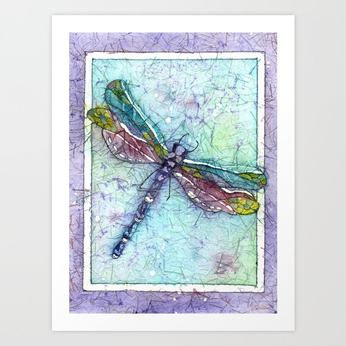 Watercolor Dragonfly Watercolor Batik Dragonfly Art Dragonfly