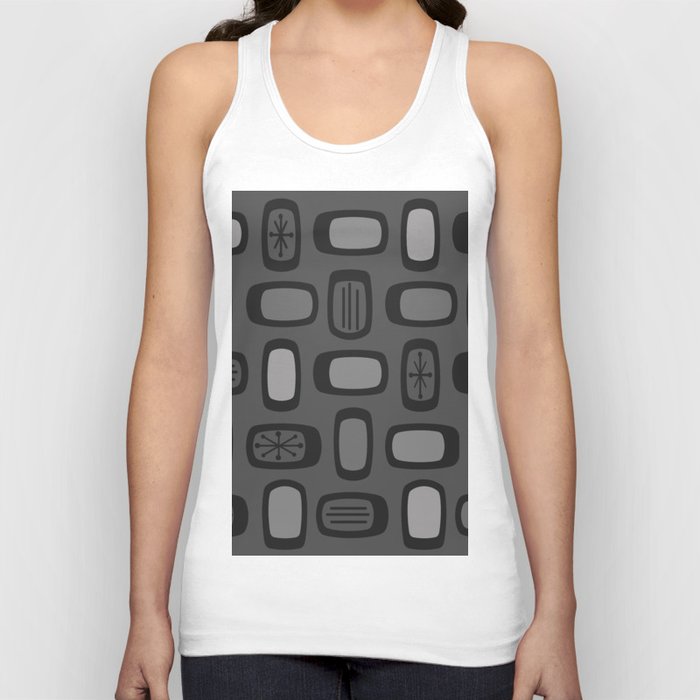 Midcentury MCM Rounded Rectangles Ash Gray Tank Top