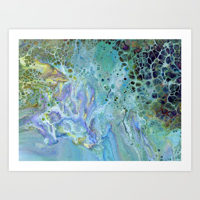 Paradise - Acrylic, original, fluid, abstract, seascape painting Art Print