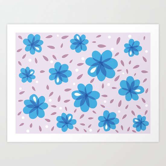 Gentle Blue Flowers Pattern Art Print