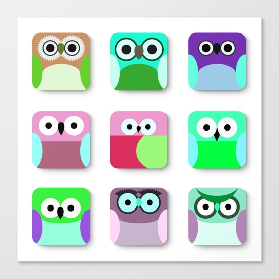 Cute Owl Pattern #2 Canvas Print