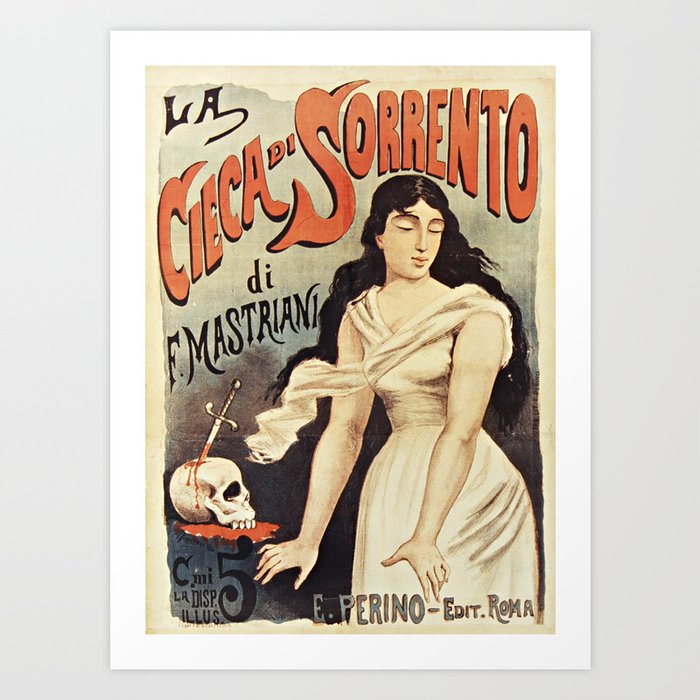La Cieca di Sorrento di F. Nastriani Trodella 1890 - Colorful Vintage Book Cover Art Print