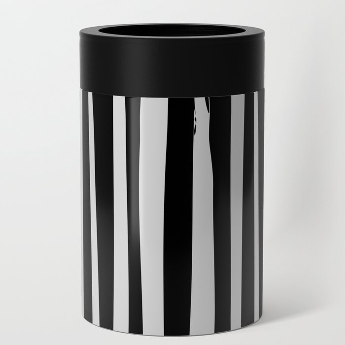 Cebra - Black and White Summer Retro Ink Stripes Design Can Cooler