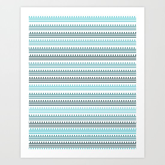 Aqua Lines and Dots Art Print