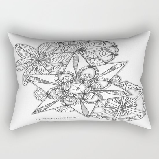 Vermont Zentangle Snow Flakes Illustration Rectangular Pillow