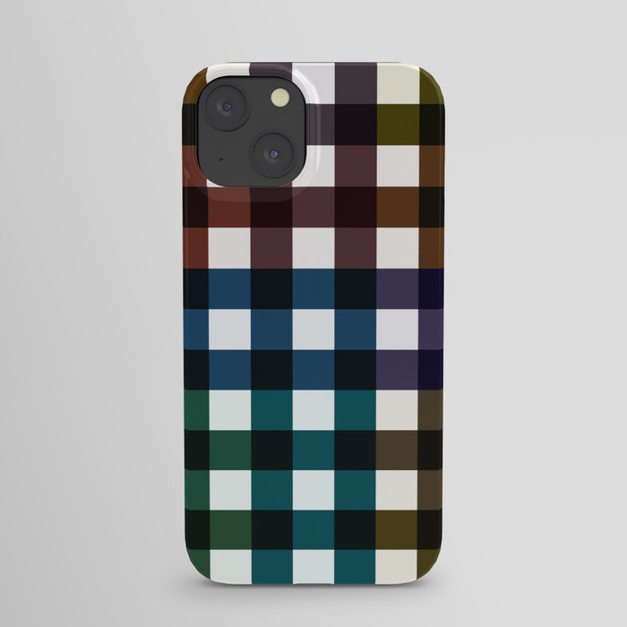Dark Multicolor Patchwork Checkerboard Pattern iPhone Case
