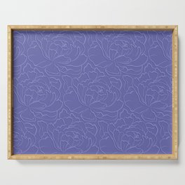 Minimalist Abstract Flower Pattern in Periwinkle Purple Serving Tray