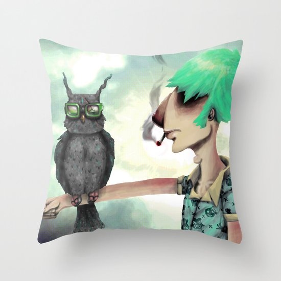 Punk N' A Bird Throw Pillow