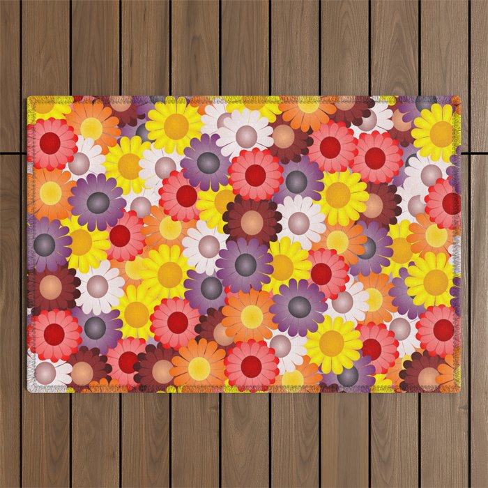 Colorful Daisies Outdoor Rug