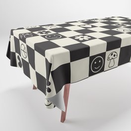 Happy Checkered pattern black Tablecloth