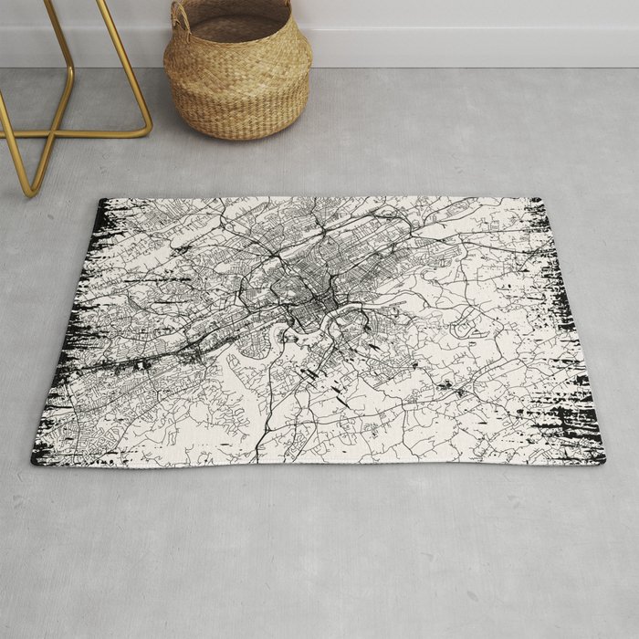 USA, Knoxville - black and white city map Rug