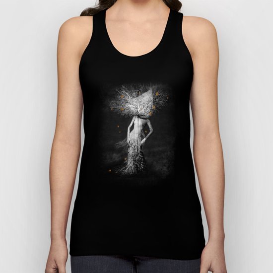 Dark portrait in autumn Unisex Tank Top