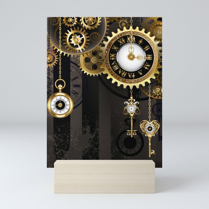 Antique Clock with Keys ( Steampunk ) Mini Art Print