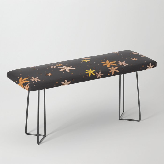 Orange and yellow flowers and dots pattern  Bench
