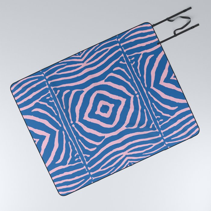 Pink and Blue Zebra 753 Picnic Blanket