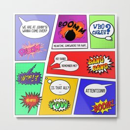 Comics pattern boom bang bang Metal Print | Popular, Pow, Cartoon, Whocares, Graphicdesign, Colorful, Boom, Funny, Comic, Strip 