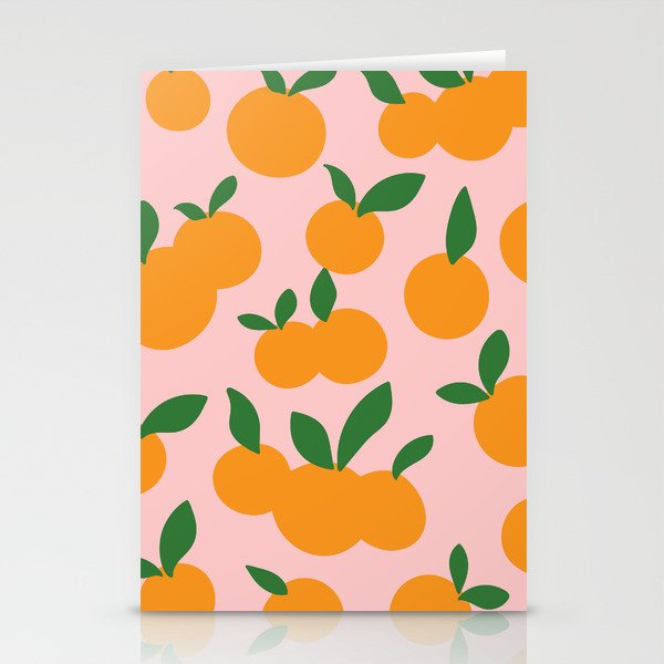 Oranges on Pale Pink Pattern Stationery Cards