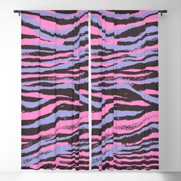Colorful Animal Print Stripes / Waves (Chocolate Brown + Lilac + Candy Hot Pink) Blackout Curtain