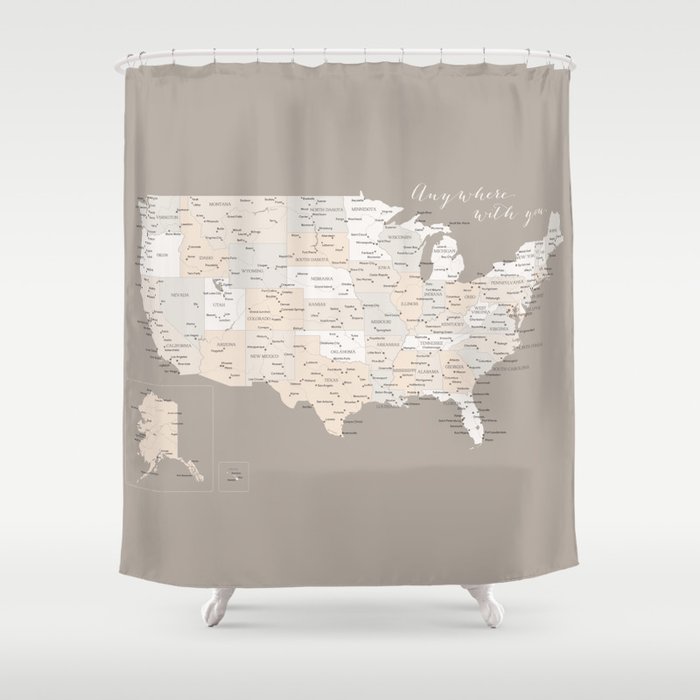 Anywhere With You Usa Map Shower Curtain By Blursbyai Society6 Usa Map Shower Curtain