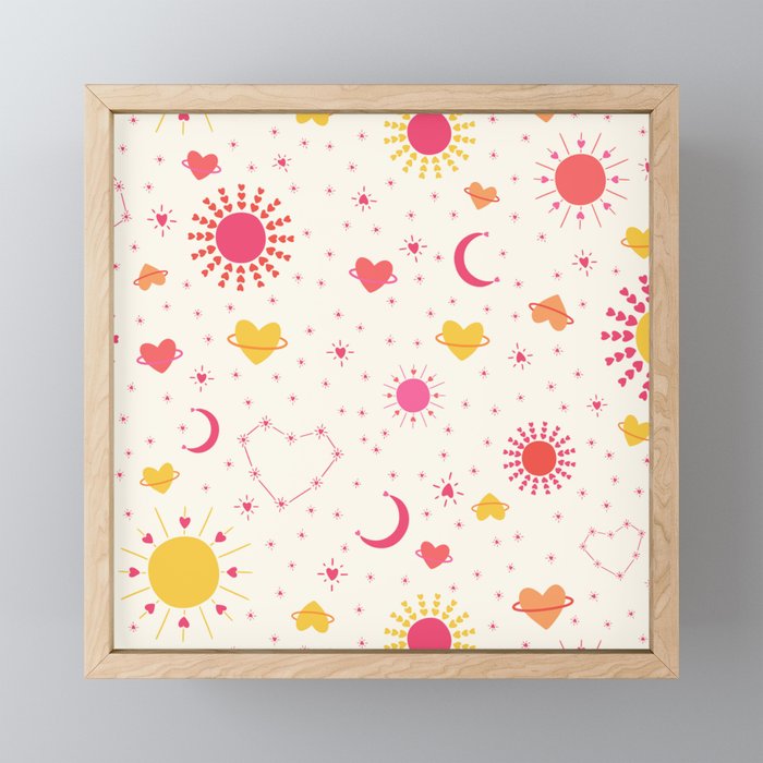You Are My Sun, My Moon, and All of My Stars Pattern Framed Mini Art Print