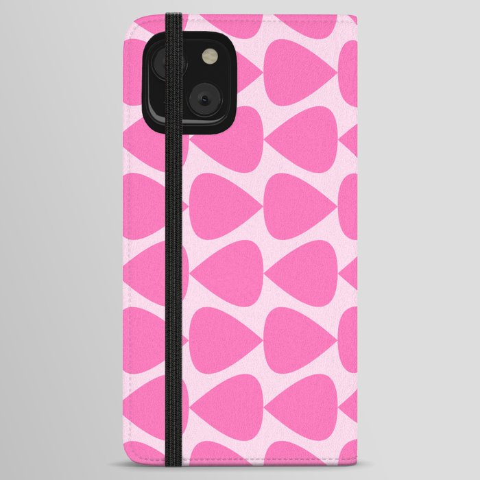 Plectrum Geometric Abstract Pattern in Bright Pink and Light Pink iPhone Wallet Case