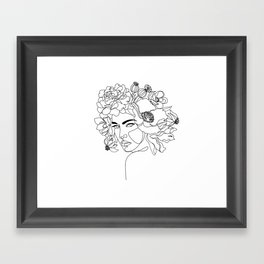 Flower Head Line Framed Art Print