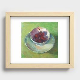 Sunlit Still Life with Cherries in a Cup impressionistic Painting Svetlana Novikova Recessed Framed Print