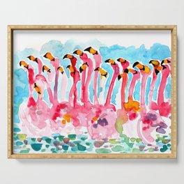 Welcome to Miami - Flamingos Illustration Serving Tray