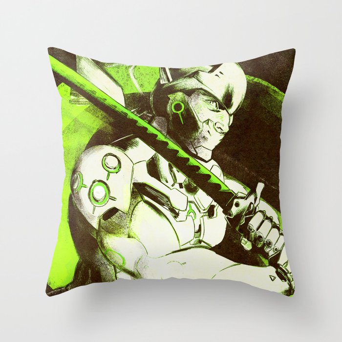 Cyborg Ninja Genji Throw Pillow