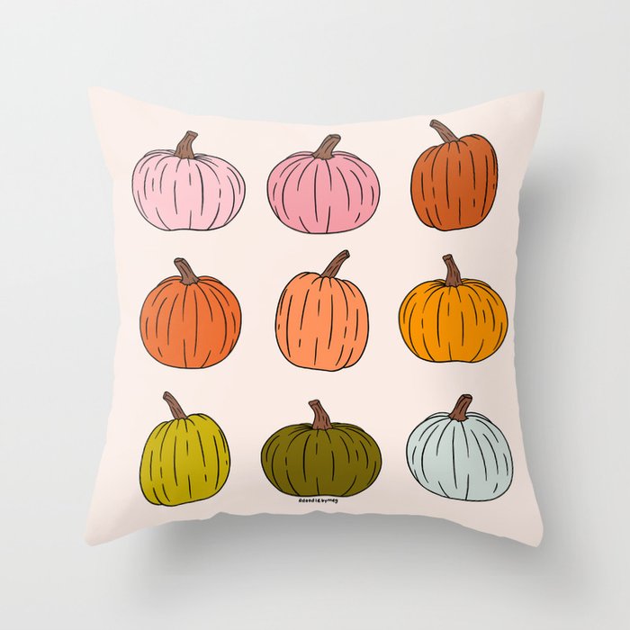 Rainbow Pumpkins Throw Pillow