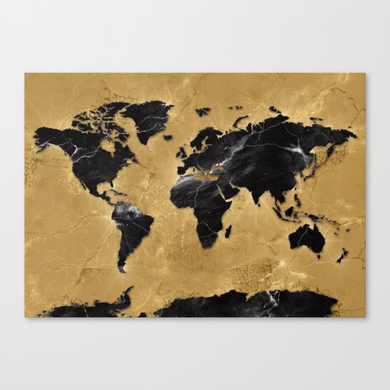 world map marble gold 2 Canvas Print