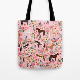 Horses floral horse breeds farm animal pets Tote Bag