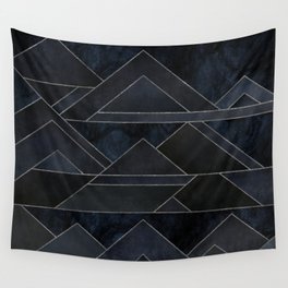 Night Lines - Dark Blue Mountains Wall Tapestry