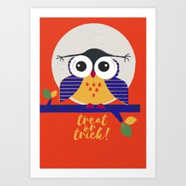 big eyed halloween owl Art Print