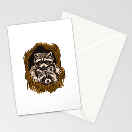 retro cute Raccoon mapache Lovers Stationery Card