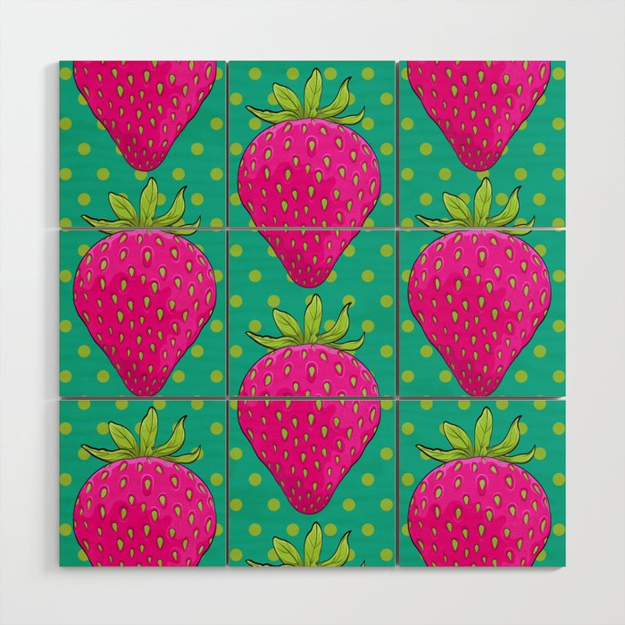 Strawberry Pattern Wood Wall Art